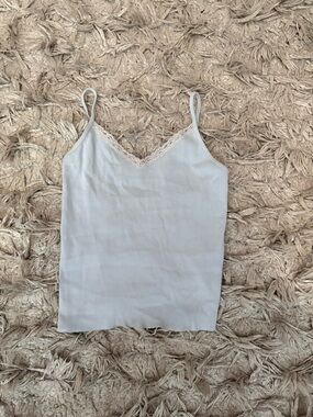 BRANDY MELVILLE Light Blue Lace Trim Tank Top